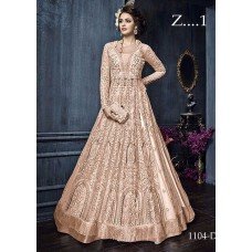 22004-B NUDE HEAVY EMBROIDERED INDIAN BRIDAL INDO WESTERN STYLE GOWN 